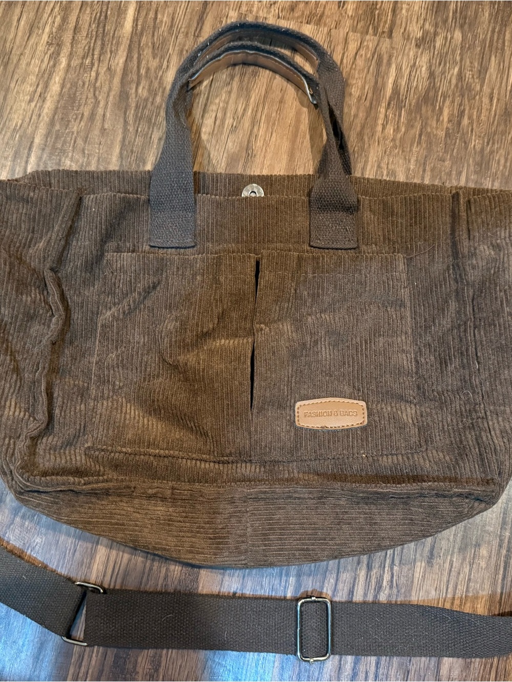 Brown Corduroy Tote Bag
